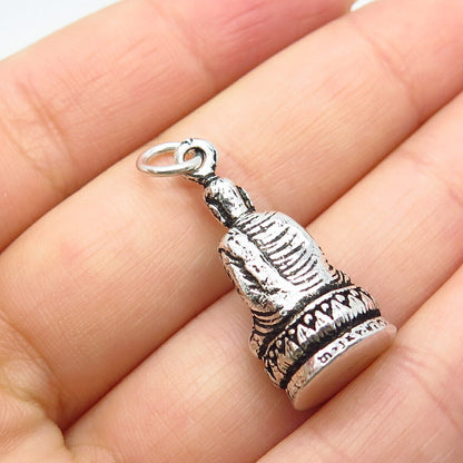 925 Sterling Silver Vintage Sitting Buddha God Charm Pendant