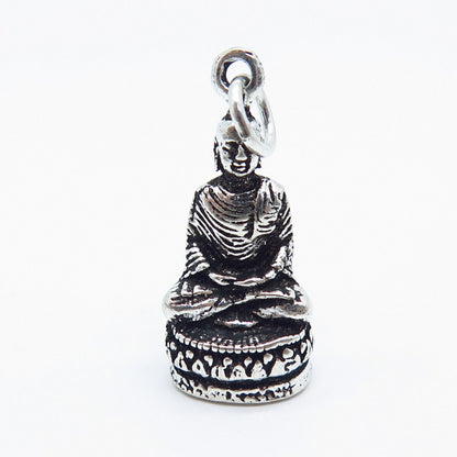 925 Sterling Silver Vintage Sitting Buddha God Charm Pendant