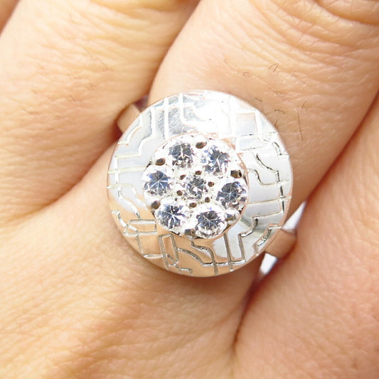 925 Sterling Silver Monet C Z Ornate Ring Size 7