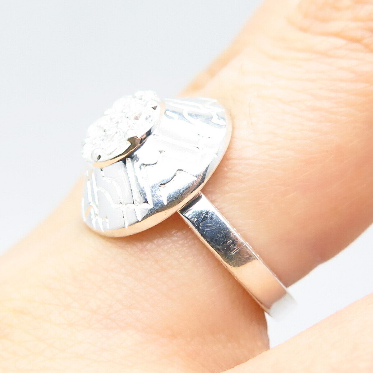 925 Sterling Silver Monet C Z Ornate Ring Size 7