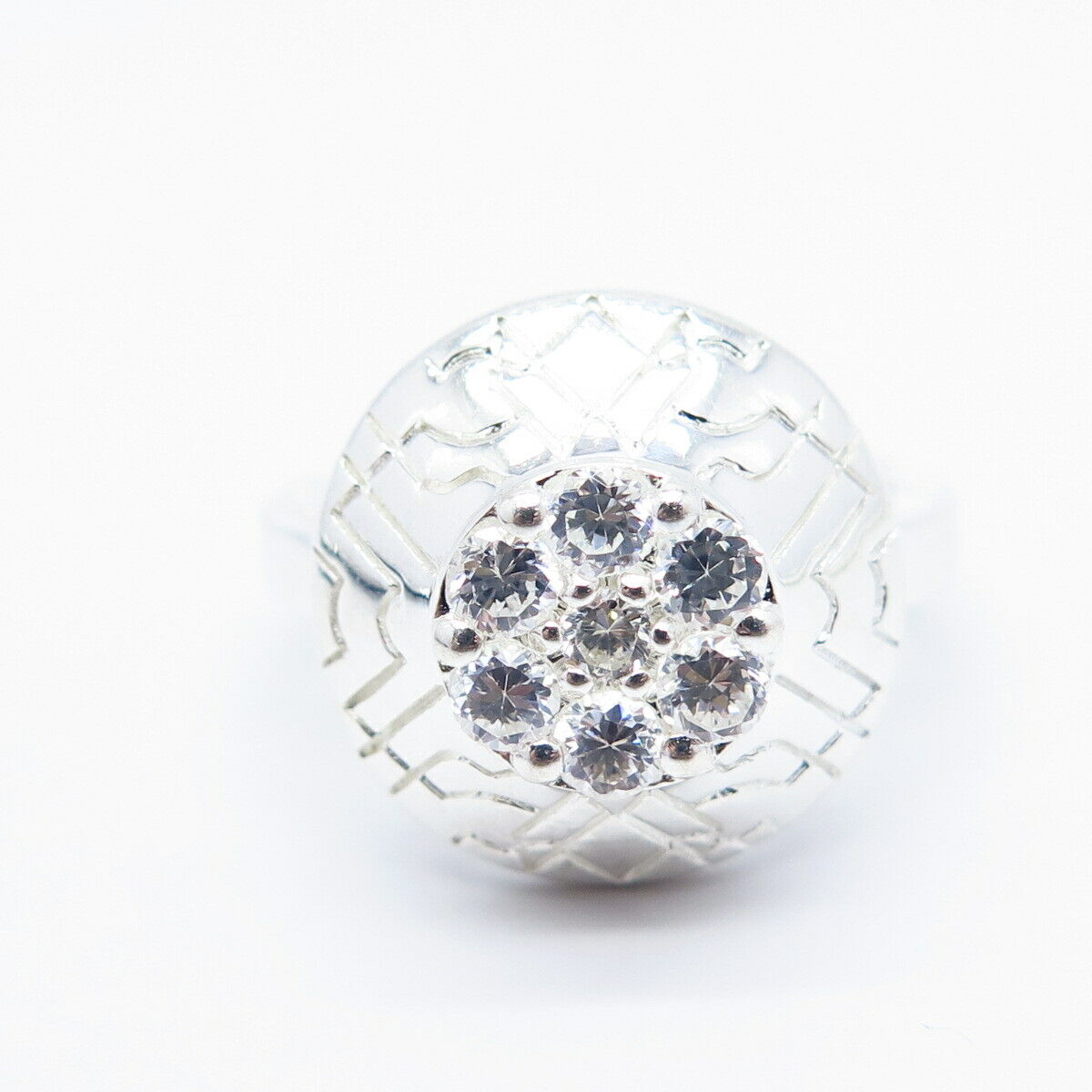 925 Sterling Silver Monet C Z Ornate Ring Size 7