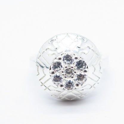 925 Sterling Silver Monet C Z Ornate Ring Size 7