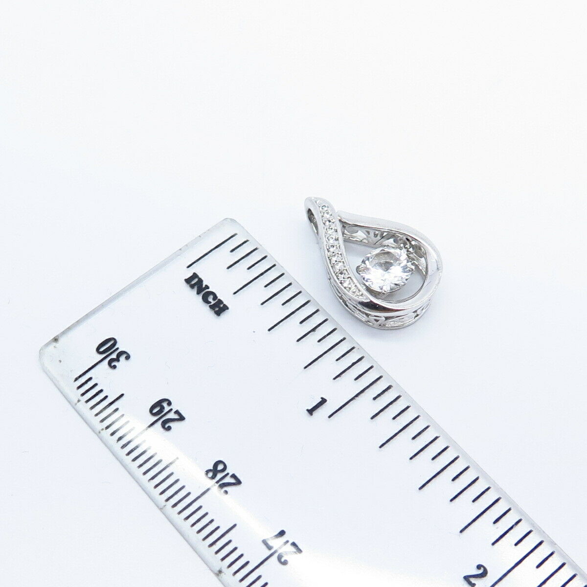 925 Sterling Silver White & Blue Topaz-Tone C Z Slide Pendant