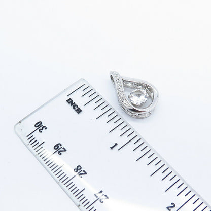 925 Sterling Silver White & Blue Topaz-Tone C Z Slide Pendant