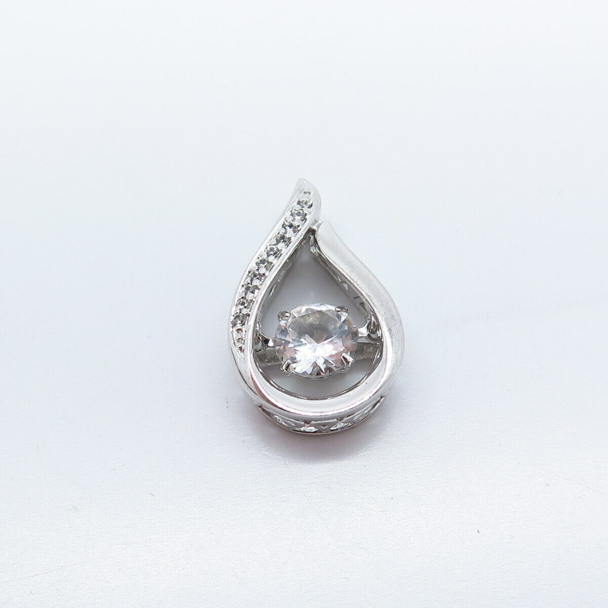 925 Sterling Silver White & Blue Topaz-Tone C Z Slide Pendant