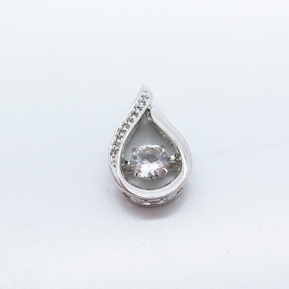 925 Sterling Silver White & Blue Topaz-Tone C Z Slide Pendant