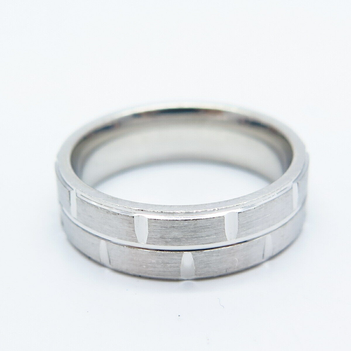 925 Sterling Silver Brick Textured Band Ring Size 6.75