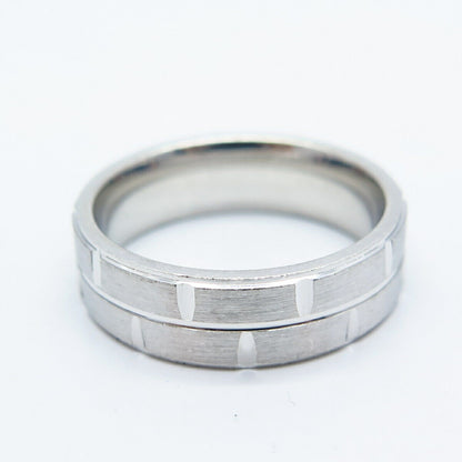 925 Sterling Silver Brick Textured Band Ring Size 6.75