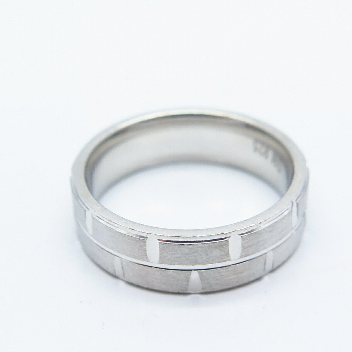 925 Sterling Silver Brick Textured Band Ring Size 6.75