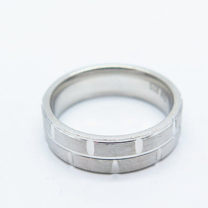 925 Sterling Silver Brick Textured Band Ring Size 6.75