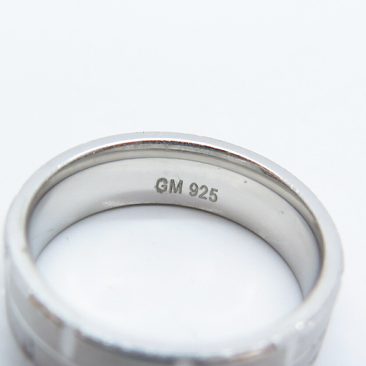 925 Sterling Silver Brick Textured Band Ring Size 6.75