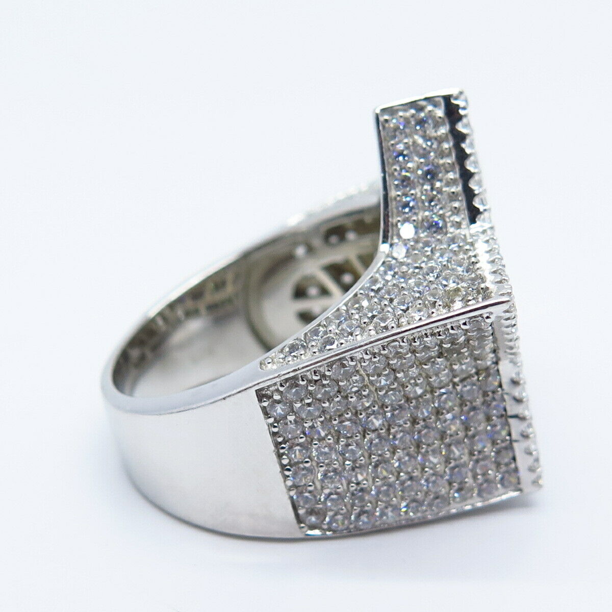 925 Sterling Silver Pave C Z Star Wide Ring Size 10