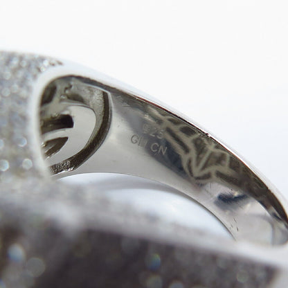 925 Sterling Silver Pave C Z Star Wide Ring Size 10