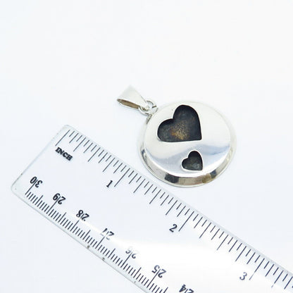 925 Sterling Silver Vintage Mexico Couple of Hearts Pendant