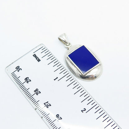 925 Sterling Silver Vintage Lapis Lazuli Imitation Pendant