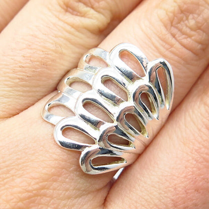 925 Sterling Silver Vintage Loop Statement Ring Size 7.75