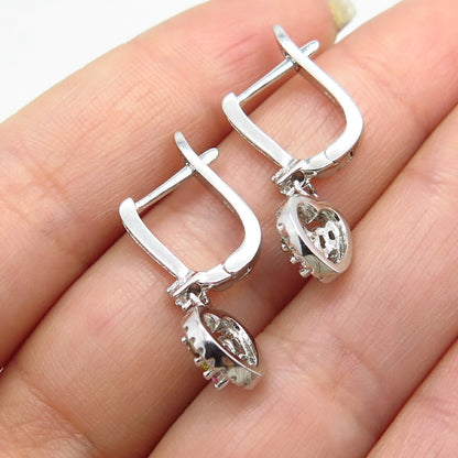 925 Sterling Silver Multi-Color C Z Heart Earrings