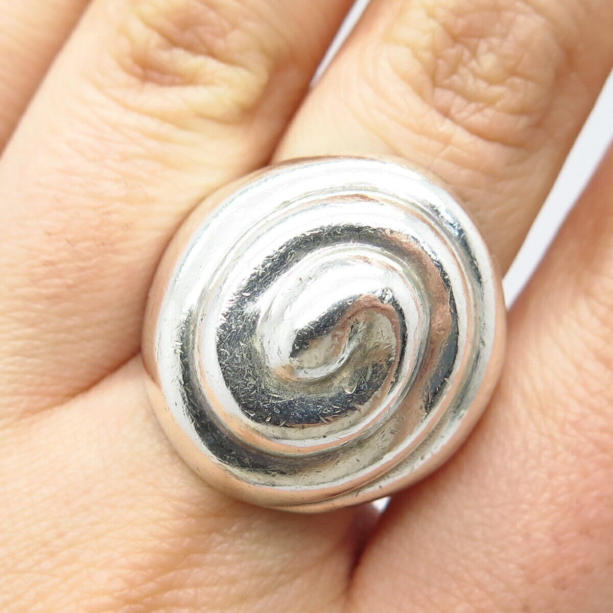 925 Sterling Silver Vintage Mexico Spiral Ring Size 7.75