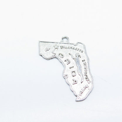 925 Sterling Silver Vintage "Florida" State Map Charm Pendant