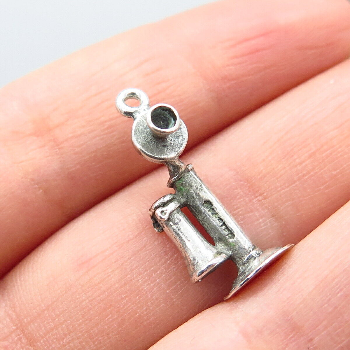 925 Sterling Silver Vintage Water Column Charm Pendant