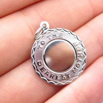 925 Sterling Silver Vintage "To The Dearest Mother" Charm Pendant