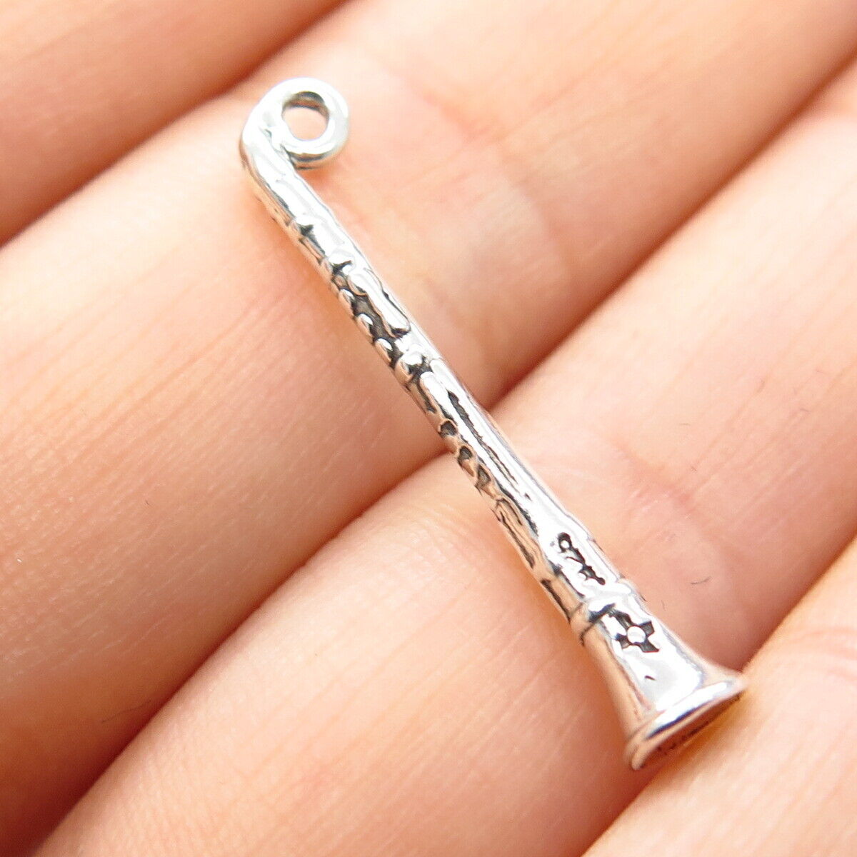 925 Sterling Silver Vintage Sun West Flute Musical Instrument Pendant