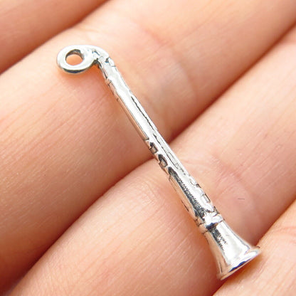 925 Sterling Silver Vintage Sun West Flute Musical Instrument Pendant