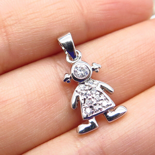 925 Sterling Silver C Z Girl Pendant