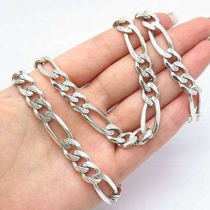 925 Sterling Silver Vintage Italy Figaro Chain Necklace 28"