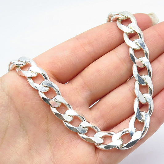 925 Sterling Silver Vintage Cuban Chain Necklace 16"