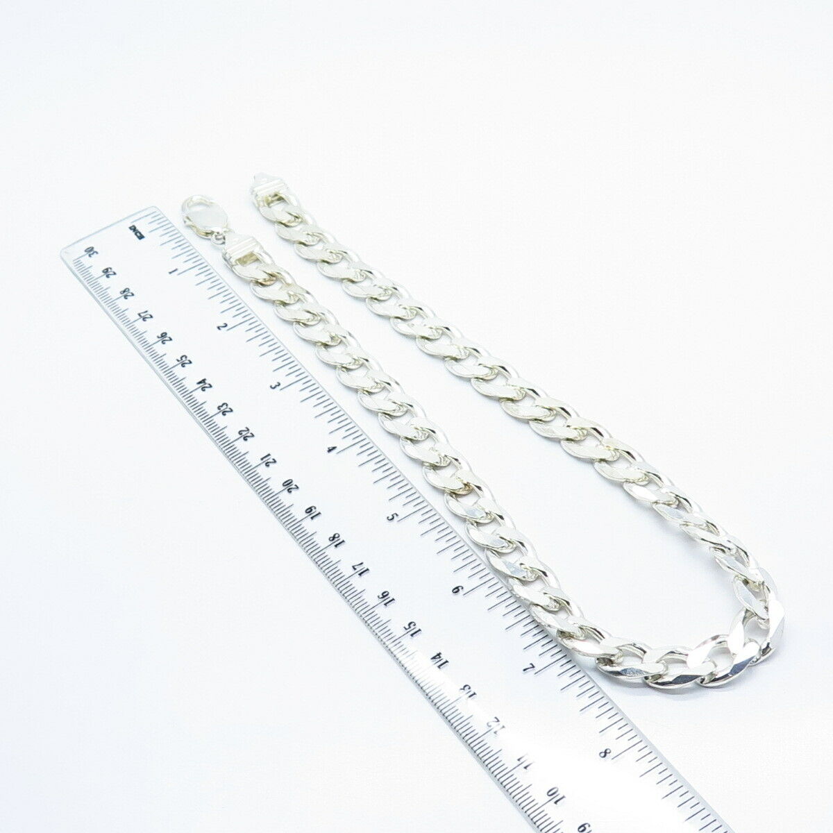 925 Sterling Silver Vintage Cuban Chain Necklace 16"