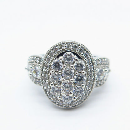 925 Sterling Silver Pave C Z Ring Size 6