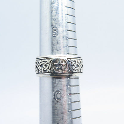 925 Sterling Silver Vintage Peter Stone Celtic Rotating Band Ring Size 9.5