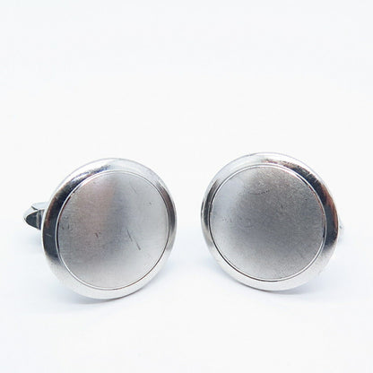 925 Sterling Silver Vintage Textured Round Cufflinks