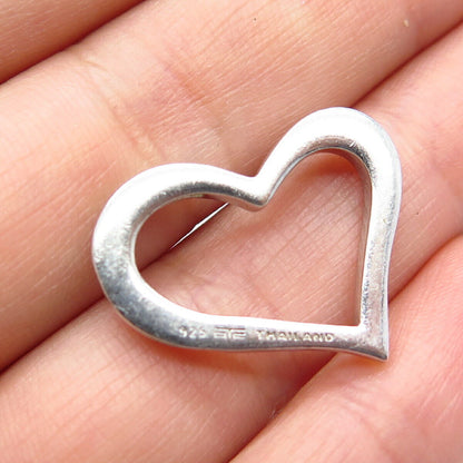 925 Sterling Silver Vintage Open Heart Slide Pendant