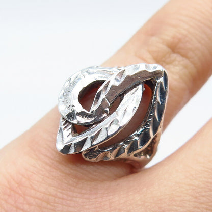925 Sterling Silver Vintage Modernist Ring Size 4.75