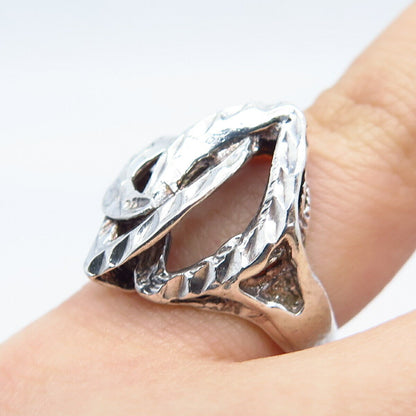 925 Sterling Silver Vintage Modernist Ring Size 4.75
