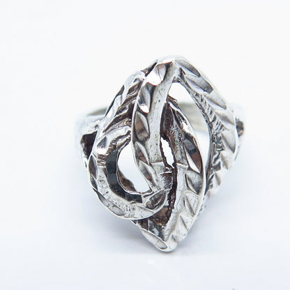 925 Sterling Silver Vintage Modernist Ring Size 4.75