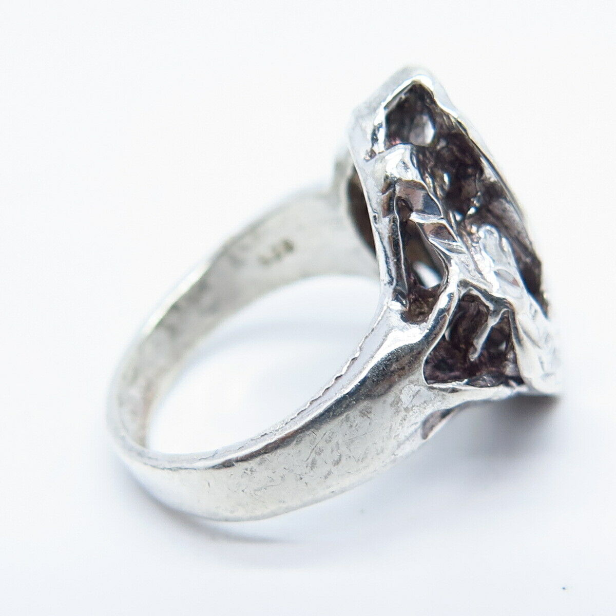 925 Sterling Silver Vintage Modernist Ring Size 4.75