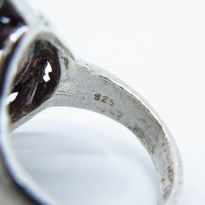 925 Sterling Silver Vintage Modernist Ring Size 4.75