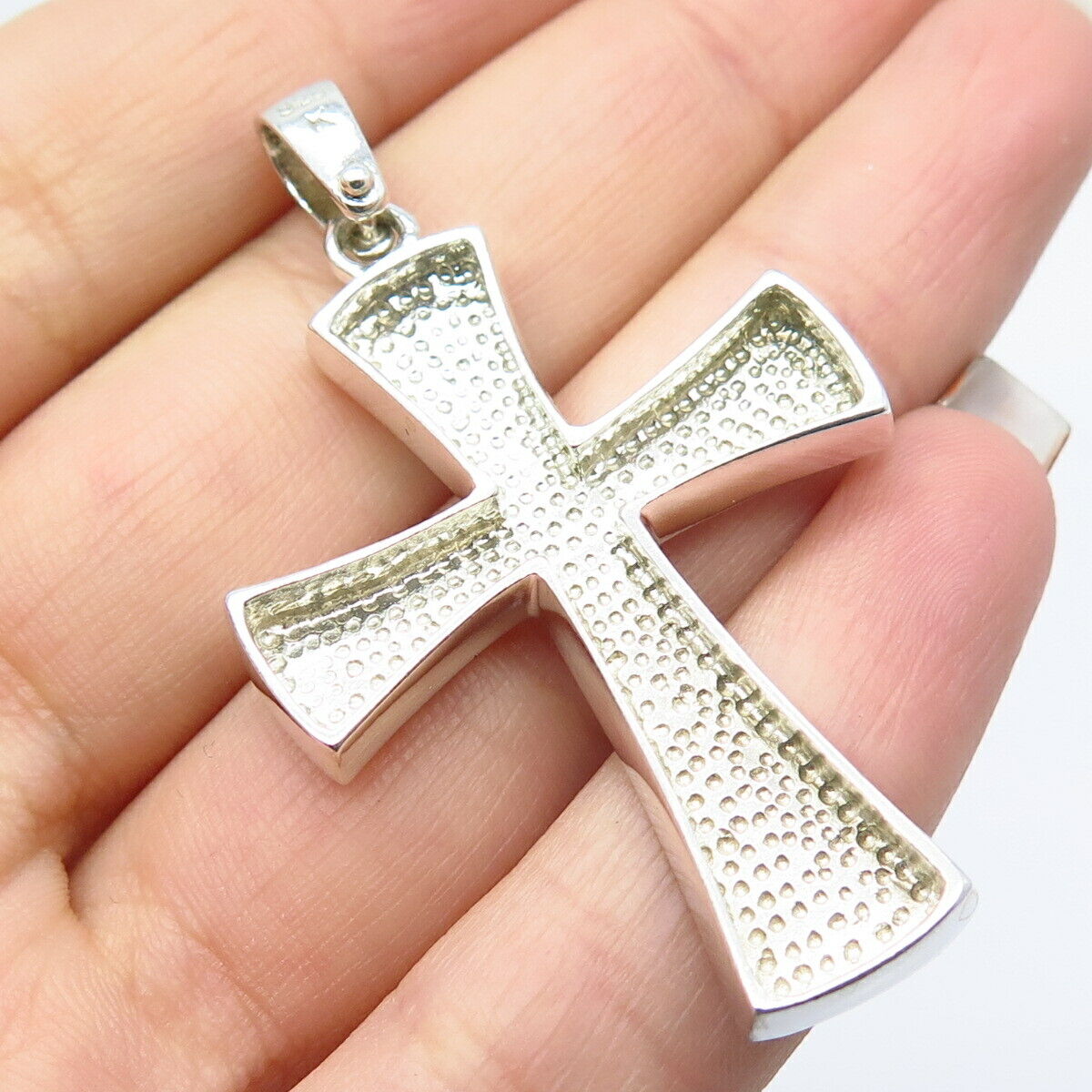 925 Sterling Silver Vintage Ornate Floral Cross Pendant