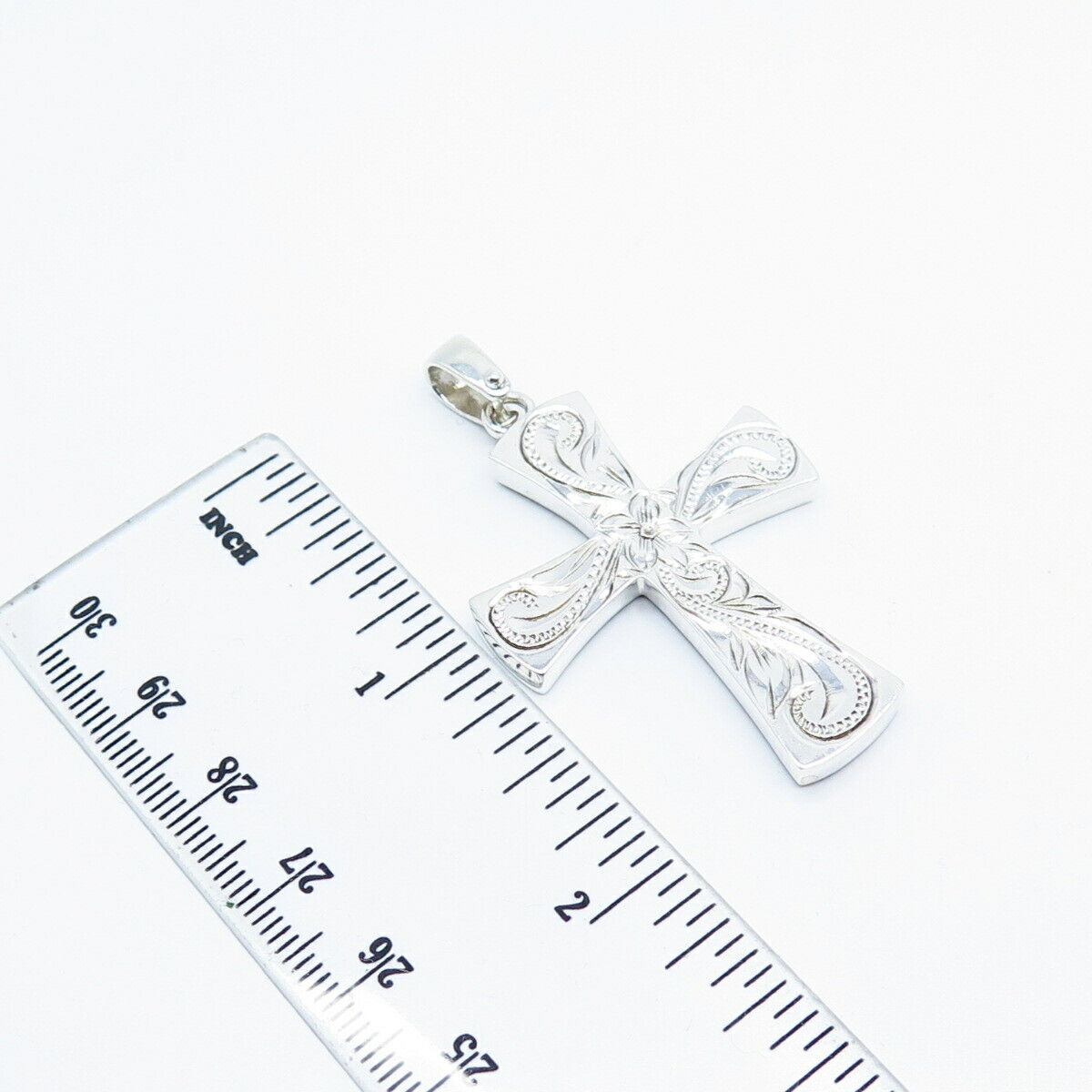 925 Sterling Silver Vintage Ornate Floral Cross Pendant