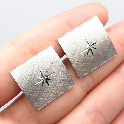 925 Sterling Silver Vintage Textured Etched Square Cufflinks