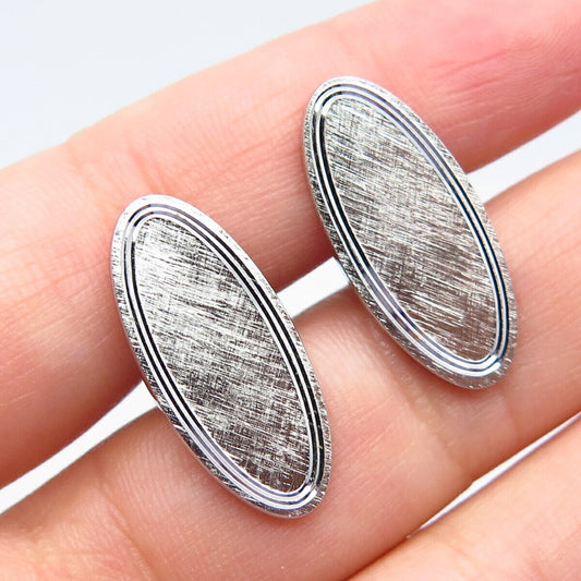 925 Sterling Silver Vintage Swank Textured Oval Cufflinks