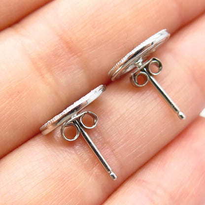 925 Sterling Silver C Z Symbol of Peace Stud Earrings