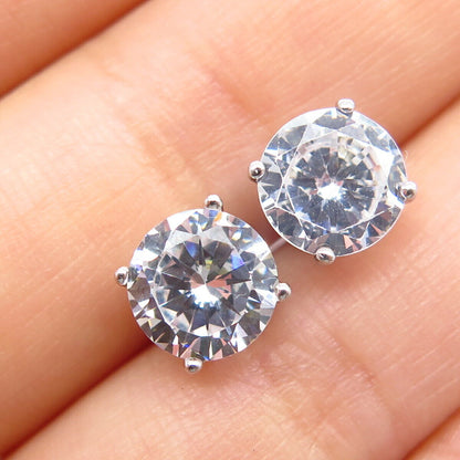 925 Sterling Silver C Z Round-Cut Stud Earrings