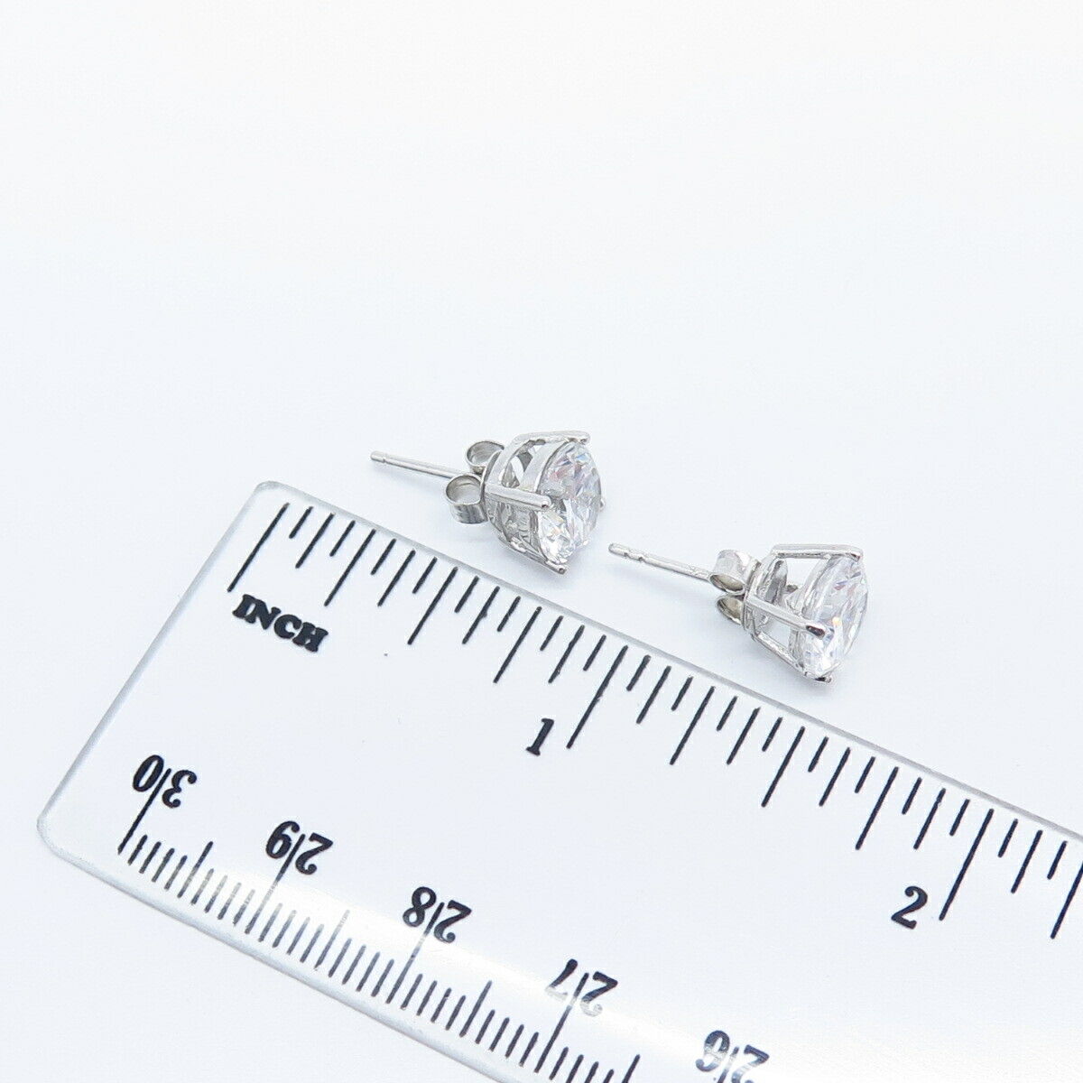 925 Sterling Silver C Z Round-Cut Stud Earrings