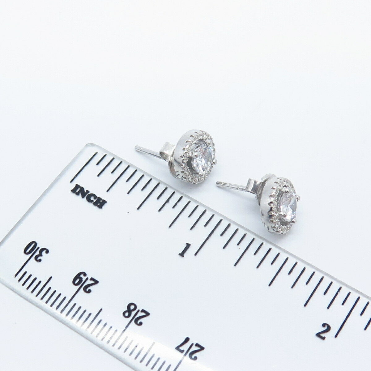 925 Sterling Silver C Z Open Round Stud Earrings