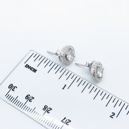 925 Sterling Silver C Z Open Round Stud Earrings