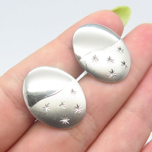 925 Sterling Silver Vintage Etched Oval Cufflinks